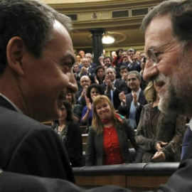 José Luis Rodríguez Zapatero y Mariano Rajoy en el Congreso. EFE/Archivo