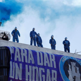 El colectivo neonazi Hogar Social Madrid convoca una concentración ante el edificio que ocupa en el centro de Madrid para oponerse al desalojo ordenado por un juzgado/EFE