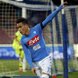 José Callejón celebrando un gol con el Napolés esta temporada. REUTERS/Ciro De Luca