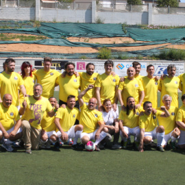 Diversos polítics sobiranistes han participat en el partit de futbol de la jornada 'Gols per Junqueras', a Sant Vicenç dels Horts, per demanar la llibertat de l'exvicepresident cessat i la resta de presos. / Marc Font.