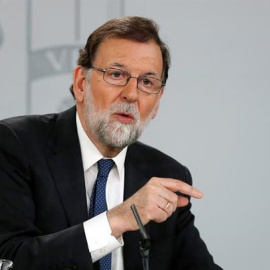 Mariano Rajoy en compareixença davant els mitjans després del registre de la moció de censura anunciada pel PSOE / EFE Chema Moya