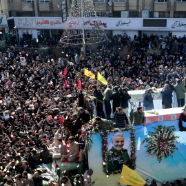 Vista del funeral de Soleimani celebrado este martes en Teherán. REUTERS