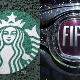 Logos de Starbucks y Fiat.  REUTERS