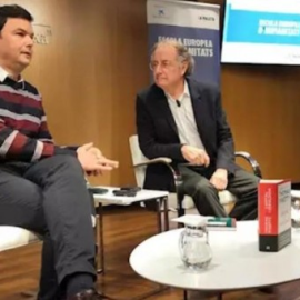 Thomas Piketty amb Josep Ramoneda. EUROPA PRESS.