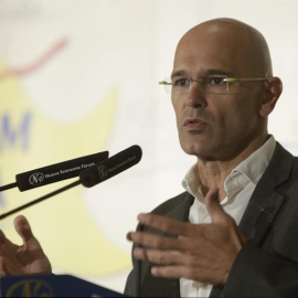 El cabeza de lista de Junts pel Si a las elecciones al Parlamento de Catalunya del 27 de septiembre, Raúl Romeva. - EFE