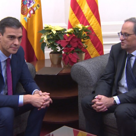 El jefe del Ejecutivo, Pedro Sánchez y el president de la Generalitat, Quim Torra, en una imagen de archivo | EP