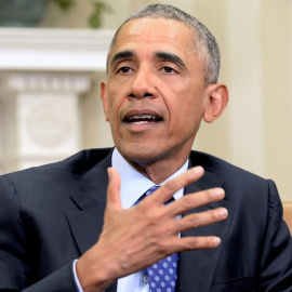 El presidente de EEUU, Obama, en la comparecencia de prensa tras la reunión con autoridades de seguridad nacional. EFE/MICHAEL REYNOLDS