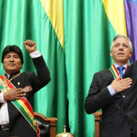 El presidente de Bolivia, Evo Morales, junto al vicepresidente Álvaro García Linera. EFE