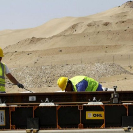 Vista de las obras del proyecto del tren AVE, en las proximidad que unirá La Meca con la ciudad de Medina. EFE