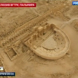 Vista aérea del Teatro Romano de Palmira, de un video de RURTR difundido este sábado. REUTERS/RURTR