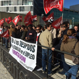 Manifestación de los trabajadores de Ericsson en Málaga. / EUROPA PRESS