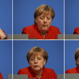 Varias imágenes de la canciler alemana Angela Merkel durante el congreso de su partido, la CDU, en Essen. REUTERS/Kai Pfaffenbach