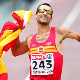 Jesús Ángel García Bragado celebrando su victoria en Goterborg 2006.