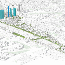 Recreación del proyecto de Distrito Castellana Norte (DCN)  para el norte de Madrid. E.P.