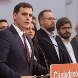 El presidente de Ciudadanos, Albert Rivera, durante la presentación de su equipo para la Ejecutiva del partido. EFE/Víctor Lerena