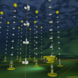 Esquema del telescopio de neutrinos ANTARES (Francia)