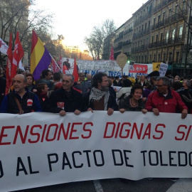 Imagen de la cabecera de la manifestación en Madrid. PÚBLICO