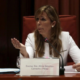 Alicia Sánchez-Camacho, durante su declaración ante el Parlament de Catalunya sobre la grabación de La Camarga. / EFE