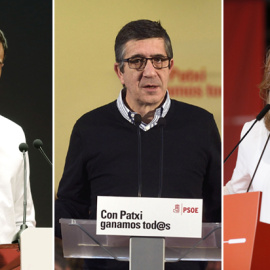 Los precandidatos de las primarias del PSOE: Pedro Sánchez, Patxi López y Susana Díaz. EFE