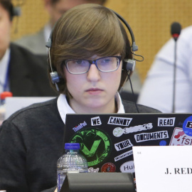 La eurodiputada alemana Julia Reda, vicepresidenta del grupo Verde, en el Parlamento Europeo.