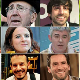 De arriba a abajo, y de izquierda a derecha, Iñaki Anasagasti, Tasio Erkizia, Edu Maura, Josean Pastor, Consuelo Ordóñez, Ane Muguruza, Urtzi Errazkin, Manu Arrue, Xabi Ansa, Santi Martínez, Borja Sémper, Roberto Larrañaga.