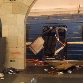 Estado de la estación de metro de San Petersburgo tras la explosión. - AFP