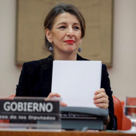  La vicepresidenta Yolanda Díaz durante una comparecencia en el Congreso.- EFE