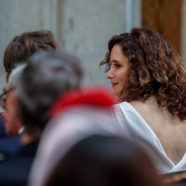 Isabel Díaz Ayuso, durante el acto de entrega de las Palomas de Bronce-Bomberos de Madrid, a 15 de agosto de 2024. — Ricardo Rubio / Europa Press