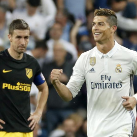 Cristiano Ronaldo celebra un gol contra el Atlético de Madrid. / CHEMA MOYA (EFE)