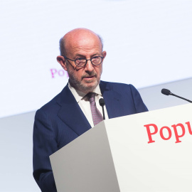 Emilio Saracho durante la junta de accionistas del Banco Popular. E.P.