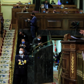 03/11/2021.- La ministra de Hacienda, María Jesús Montero, durante el debate de totalidad del Proyecto de Ley de Presupuestos Generales del Estado para el año 2022, este miércoles en el Congreso. EFE/ Fernando Alvarado