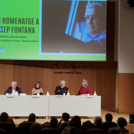 Un moment de l'acte d'homenatge a Josep Fontana.