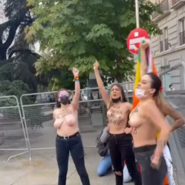 Activistas de Femen protestan frente al Congreso contra la homofobia