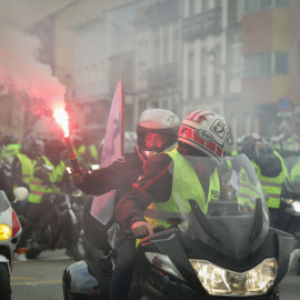 29/12/21. Caravana motera para reivindicar los derechos de los trabajadores de Alcoa, , en Ferreira de Valadouro a 21 de noviembre de 2021.