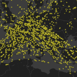 Tráfico aéreo en Europa, 08/09/2014 a las 11:00 CET.