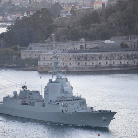 La fragata 'Blas de Lezo' en Ferrol, donde se dirige al Mar Negro, a 22 de enero de 2022, en Ferrol, A Coruña, Galicia.