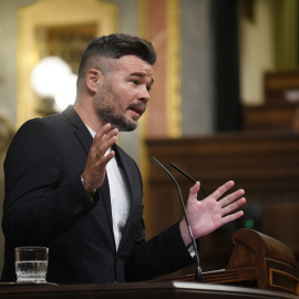 El portavoz de ERC, Gabriel Rufián, en el Congreso de los Diputados, a 10 de septiembre de 2024. Fernando Sánchez / Europa Press
