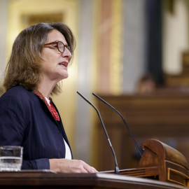 La vicepresidenta tercera del Gobierno, Teresa Ribera, durante su comparecencia este miércoles en el Congreso