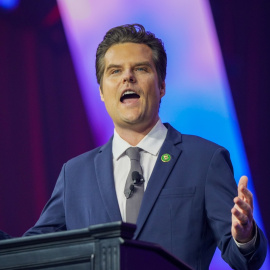 Imagen de archivo del 15 de junio de 2024 del congresista estadounidense Matt Gaetz en Detroit, Michigan.