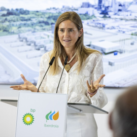 La secretaria de Estado de Energía del Ministerio para la Transición Ecológica y el Reto Demográfico, Sara Aagesen, interviene durante una presentación