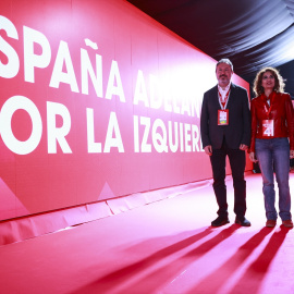 Santos Cerdán, María Jesús Montero y Juan Espadas, este viernes en el 41 Congreso Federal del PSOE en Sevilla.