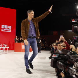 El presidente del Gobierno y secretario general del PSOE, Pedro Sánchez, este domingo en el Congreso Federal que celebra el partido en Sevilla.