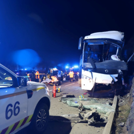 L'autobús accidentat a Portè (Alta Cerdanya)