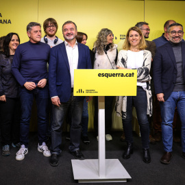 La candidatura de Foc Nou atén la premsa a la seu d'ERC.