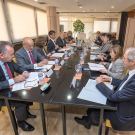 Primera reunión del Consejo de Administración de RTVE, presidida por José Pablo López.