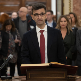 El presidente de la Corporación RTVE, José Pablo López, durante el acto de jura de acatamiento de la Constitución.