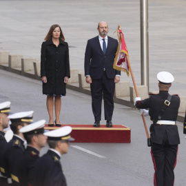 El presidente del Senado, Pedro Rollán (c-d), y la presidenta del Congreso, Francina Armengol (c-i), durante la celebración del Día de la Constitución en el Congreso de los Diputados en Madrid