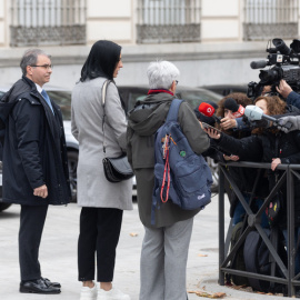 Jenni Hermoso atendiendo a los medios tras salir de la Audiencia Nacional, donde declaró por el 'Caso Rubiales'. (Fuente: EuropaPress) 