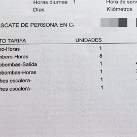 Imagen de la factura por el intento de suicidio, enviada en marzo de 2023.