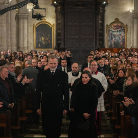 Los Reyes Felipe VI y Letizia durante la misa funeral por los fallecidos en las inundaciones provocadas por la DANA, en la Catedral de Valencia. Jorge Gil / Europa Press